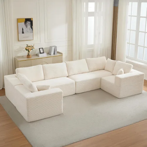 Miniatura 10 de Sofá modular Cloud de 106 pulgadas con diván en forma de L, moderno sofá modular sin hueso con asiento profundo, sofás tapizados para sala de estar