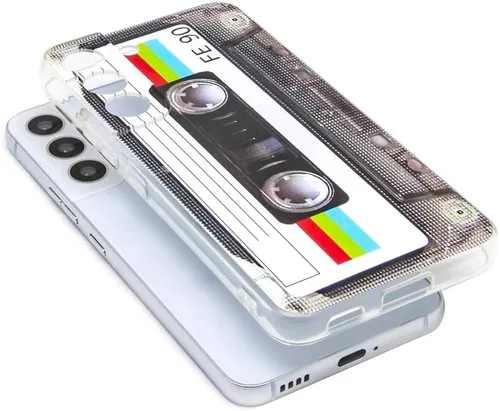 Miniatura 8 de FAteamll Funda para Galaxy S22 a prueba de golpes a prueba de arañazos con TPU suave parachoques retro cassette cinta caso compatible con Samsung