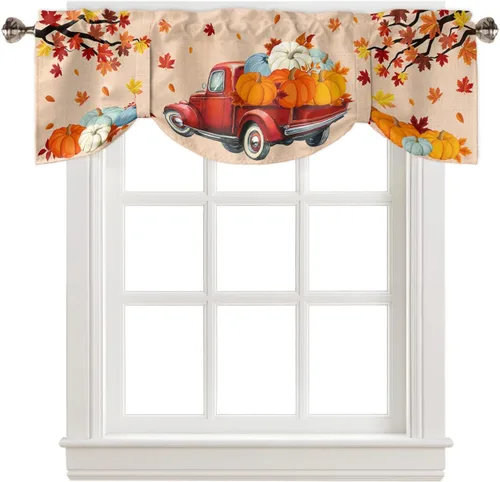 Miniatura 19 de Cortina de Navidad con diseño de árbol de Navidad, muñeco de nieve para ventana de cocina, camión rojo, para decoración de baño, sala de estar, 2