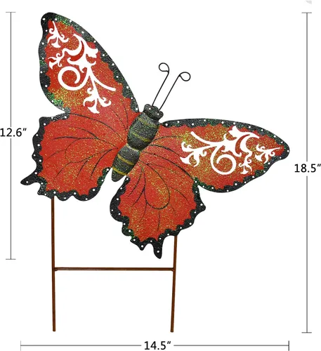 Miniatura 2 de Linfevisi Estacas de jardín de mariposa de metal, decoración de primavera, mariposas, patio, estaca, césped, decoración de jardín, decoración Rojo