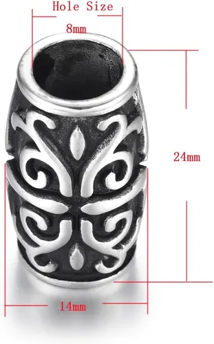 Miniatura 5 de 5 cuentas de tubo de columna de acero inoxidable, cuentas espaciadoras de agujeros grandes para cuerda de cuero redonda, suministros de fabricación
