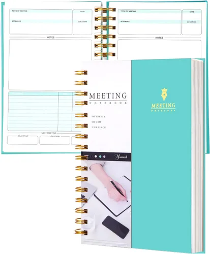 Miniatura 15 de Cuaderno de Reuniones para Trabajo con Elementos de Acción 5.5×8.5 Tapa Dura Espiral Planificador de Reuniones para Oficina Negocios Notas