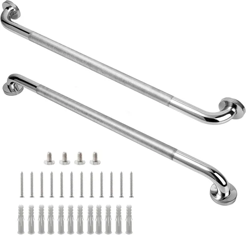 Miniatura 16 de Barra de agarre para ducha, paquete de 2 barras de agarre de baño gris de 12 pulgadas, barras de agarre antideslizantes de acero inoxidable 304