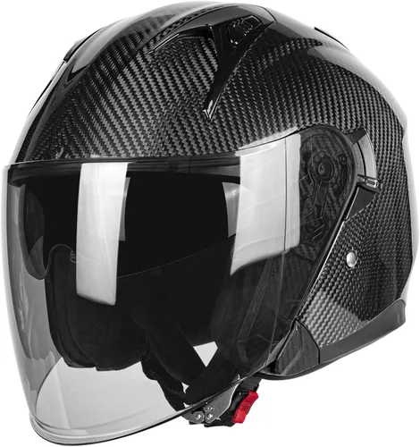 Kaese Casco de motocicleta de fibra de carbono 3/4 con protector de doble lente, aprobado por DOT, protección facial ligera para hombres y mujeres
