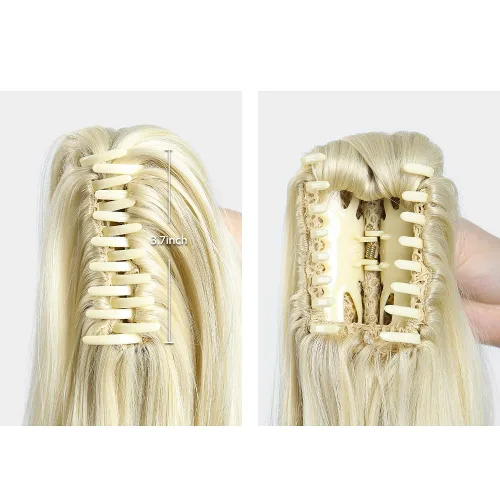Miniatura 76 de Extensiones de cola de caballo de cabello rubio, extensiones de cola de caballo para mujer, pinza de extensiones de cabello rizado de 12 pulgadas
