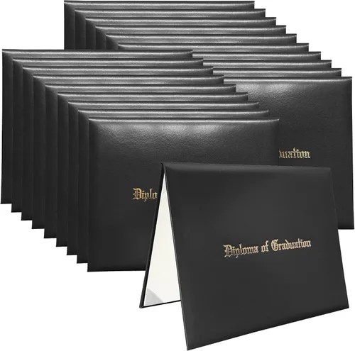 Miniatura 11 de Funda para diploma 8.5”x11” impresa “Diploma de Graduación” en cuero sintético acolchada y rica en color de TngHui, negra