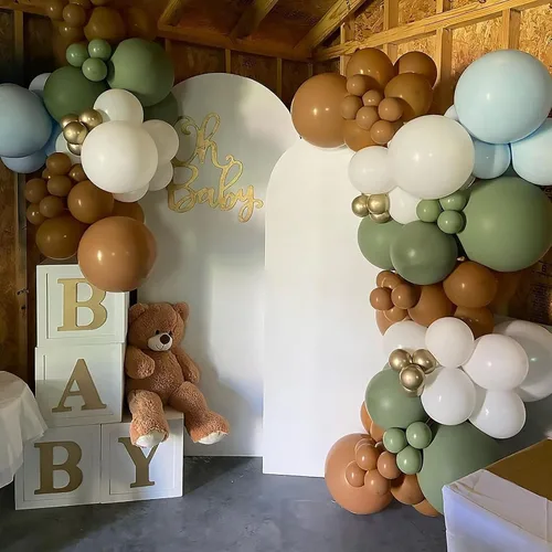 Miniatura 5 de Decoraciones de baby shower, cajas de globos para bebé, bloques con 30 letras para bricolaje niño y niña, primer cumpleaños, oso de peluche, baby