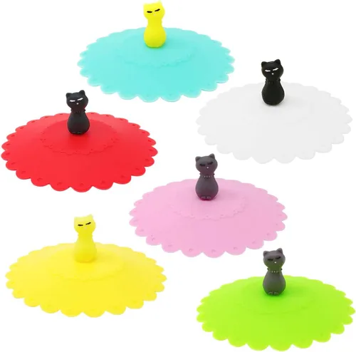 Miniatura 11 de allydrew Tapas de silicona para tazas, antipolvo, a prueba de fugas, para bebidas frías y calientes (juego de 6), orejas de conejo