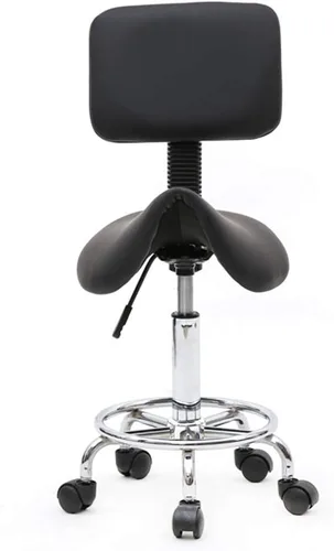 Miniatura 10 de Taburete giratorio para salón con soporte de espalda, taburete hidráulico ajustable con respaldo para masaje de belleza peluquero tatuaje