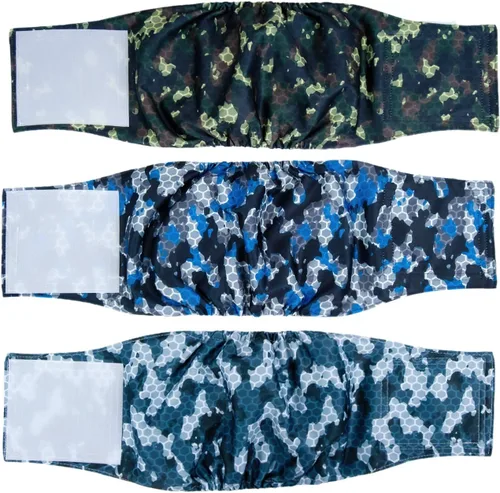 Miniatura 14 de Pet Soft Bandas para el vientre para perros – 3 paquetes de pañales reutilizables para perros machos, envolturas de pañales para perros machos