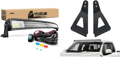 Nilight ZH408 52 pulgadas 783W curva triple fila de inundación Spot Combo Beam Led Bar 78000LM luces de conducción y 2 piezas 52 pulgadas soporte de