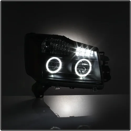 Miniatura 6 de AKKON - Faros de repuesto LED DRL de día con anillo doble halo y bisel negro para Nissan Titan Armada