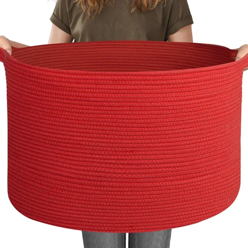 Miniatura 23 de MEGASKET Cesta grande de manta negra, 22 x 22 x 14 pulgadas, contenedor de cuerda tejida para almacenamiento, caja de almacenamiento de juguetes
