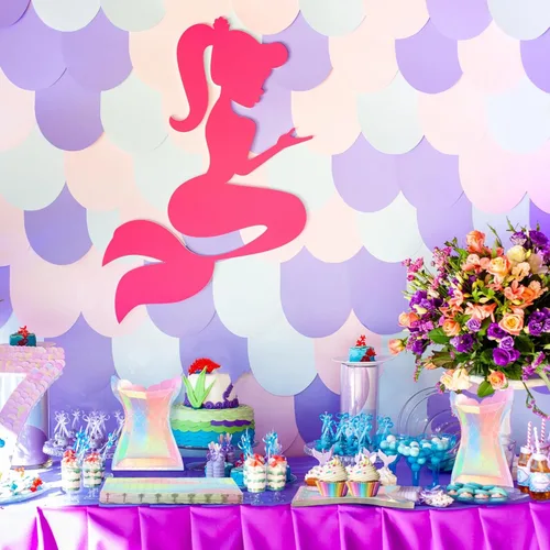 Miniatura 4 de Gersoniel Juego de 40 piezas de suministros para fiesta de sirena iridiscente, 20 platos y 20 servilletas con escamas, decoraciones para fiesta