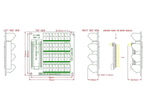 Miniatura 5 de Placa de módulo de ruptura de bloque de terminales de tornillo para Arduino Nano/Micro.