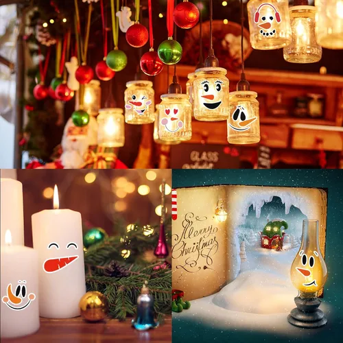 Miniatura 3 de 36 calcomanías de vinilo de Navidad con caras de muñeco de nieve para manualidades, calcomanías de cara de muñeco de nieve, botellas de agua