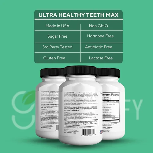 Miniatura 5 de Suplemento probiótico Ultra Healthy Teeth Max, 40 mil millones de UFC, 60 cápsulas, fórmula avanzada de salud bucal (5)