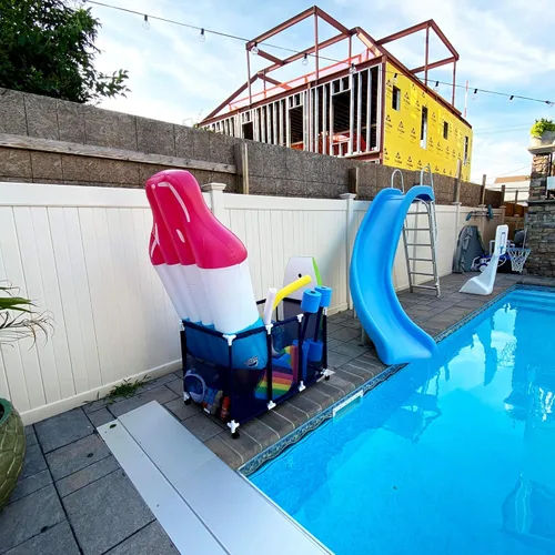 Miniatura 5 de Soporte para fideos de piscina, juguetes, pelotas y flotadores, organizador de almacenamiento de malla, altura para niños, grande