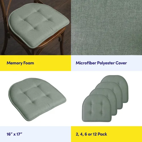 Miniatura 6 de Sweet Home Collection - Cojín de asiento de espuma viscoelástica y respaldo de caucho antideslizante con capitoné para silla, cojín en U, 17x16