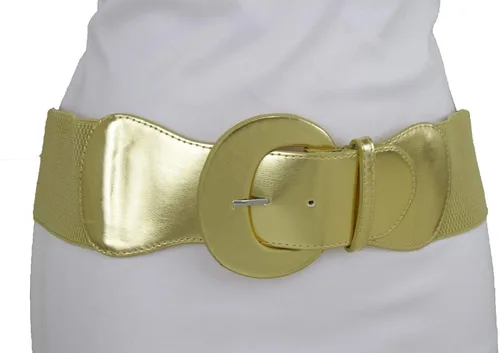 Miniatura 17 de TFJ - Cinturón ancho para mujer, cintura elástica, cintura alta, color dorado, hebilla grande