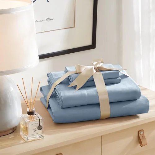 Miniatura 10 de Comfort Spaces Juego de sábanas 100% algodón transpirable, ligero, suave, con bolsillo elástico de 12 pulgadas que se adapta a colchones de hasta 14