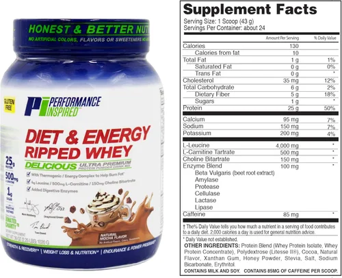 Miniatura 7 de Performance Inspired Nutrition - Proteína de suero rasgada, moca, 2.25 libras