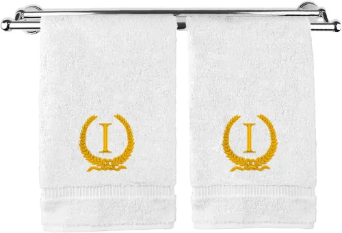 Miniatura 51 de Toalla de mano con monograma, regalo personalizado, 16 x 30 pulgadas, diseño de corona dorada bordada con letra blanca en toalla negra, extra