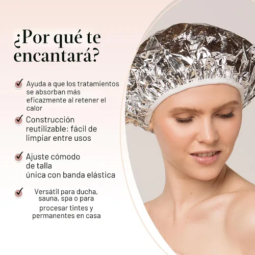 Miniatura 3 de Kitsch Gorro Térmico de Papel de Aluminio para Acondicionamiento Profundo - Gorro Reutilizable para Cabello para Coloración, Permanente