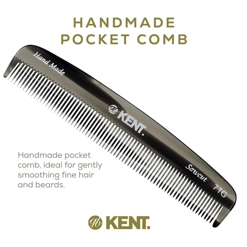 Miniatura 3 de Kent 7T - Peine de bolsillo de dientes finos de grafito negro para hombres, peine de pelo hecho a mano para hombres para aseo y peinado diario