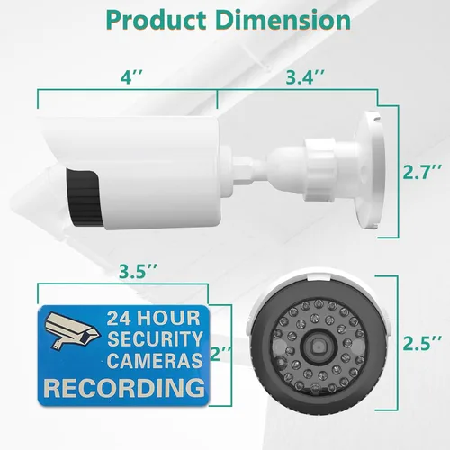 Miniatura 3 de WALI Cámara falsa de seguridad domo, cámara de vigilancia de seguridad CCTV, cámaras para interiores y exteriores, con una luz LED, calcomanías