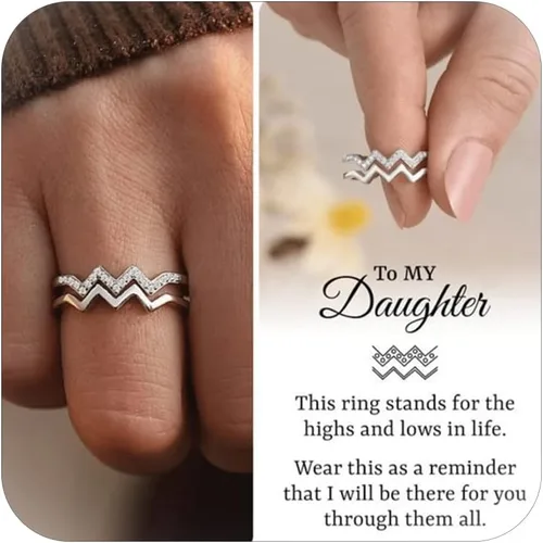 Miniatura 24 de Regalos para hija de mamá, anillo de circón de doble onda, anillos de madre e hija, artículos de moda, regalos de cumpleaños, Navidad, 2025