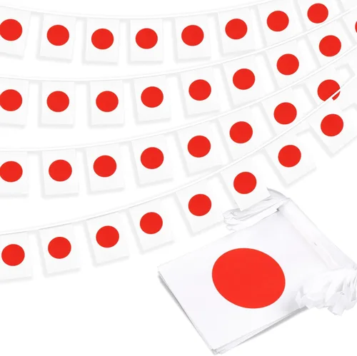 Banderín de bandera de Japón, mini banderas japonesas pequeñas, decoración nacional de país para escuela, fiesta, eventos deportivos, 33 pies 30