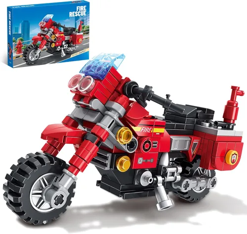 City Fire - Juego de construcción de motocicleta de 233 piezas, bloques de construcción de rescate de incendios compatibles con Lego, juguetes de