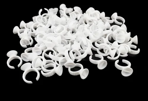 Miniatura 2 de yueton 100 Uds. 2 ranuras desechables de plástico para arte de uñas, pegamento para tatuaje, soporte de paleta de pestañas, anillos de extensión