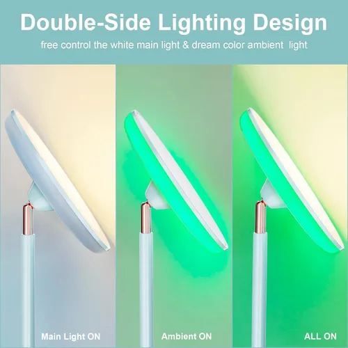 Miniatura 6 de Lámpara de pie brillante para sala de estar, luces LED de habitación de 42 W con control remoto, 3700 lm RGBW moderna luz de pie alta