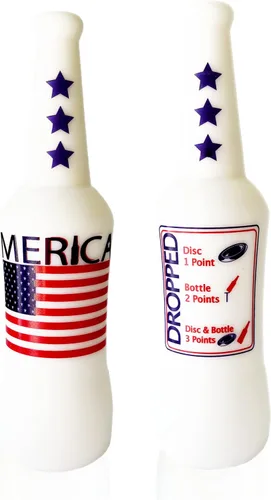 Original Bottle Bash (Beersbee, Polish Horseshoes, Frisbeer) Bottle Set ONLY, Unbreakable - Choose Yellow, USA or USA LED Version Blanco - Estados
