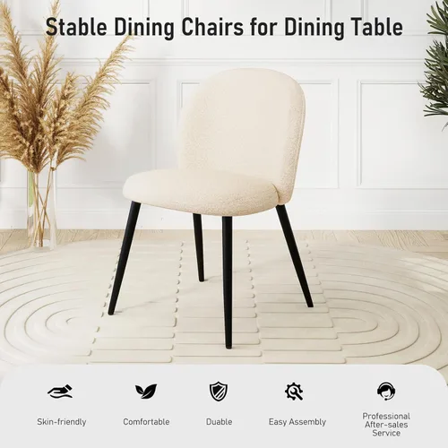 Miniatura 5 de Juego de 2 sillas de comedor tapizadas, modernas sillas auxiliares de cocina con asiento acolchado, cómodas patas de estudio de tela de felpilla