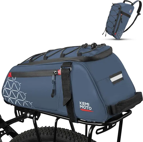 Miniatura 13 de KEMIMOTO Bolsa trasera para bicicleta – Bolsas de PVC resistentes al agua de 8 L para portabicicletas, alforja para maletero de bicicleta para Gris