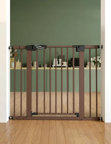 Miniatura 18 de Babelio Puerta de bebé metálica, de 74-122 cm, con cierre automático, fácil de instalar, puerta de seguridad para niños extra ancha, puerta