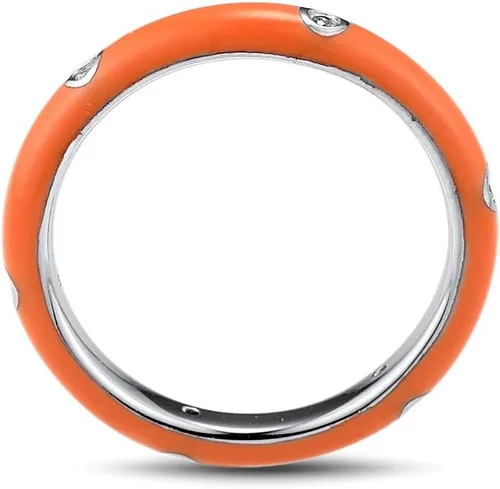 Miniatura 3 de Santuzza Anillo apilable esmaltado de plata de ley 925 con circonita cúbica, arco iris, eternidad, anillos apilables para mujer