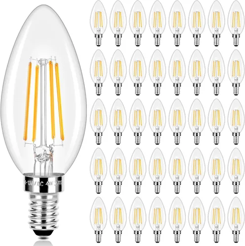 Miniatura 8 de E12 LED Candelabra Bulbs 40 Watt Equivalent, 4W Vintage Candle Light Bulbs Dimmable, 350Lm Amber Warm White 2200K B10 Edison Bulb, Filament Clear