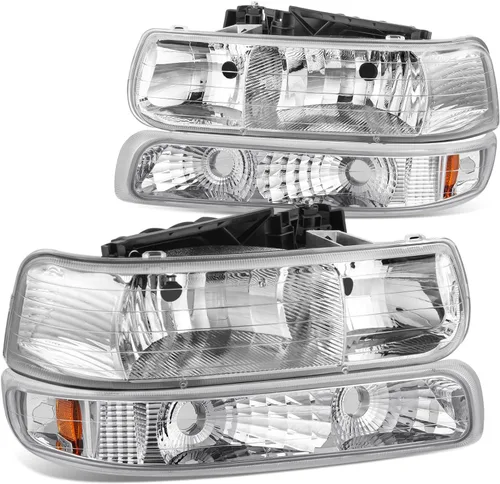Miniatura 11 de DNA Motoring HL-LB-CSIL99-CH-AM Par de carcasas cromo ámbar LED DRL. Faros delanteros de repuesto para Silverado 99-02