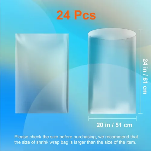 Miniatura 2 de CANWUPON 24 bolsas retráctiles para cestas de regalo, bolsas termorretráctiles de PVC transparente de 20 x 24 pulgadas, envoltura de celofán para 24