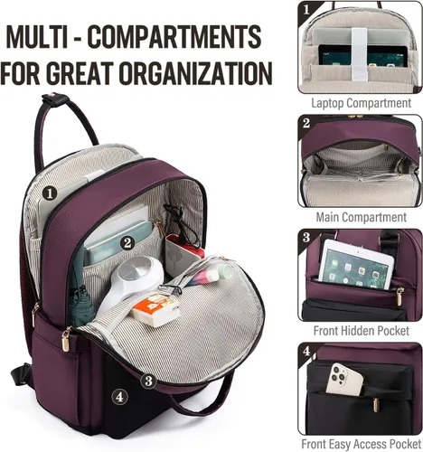 Miniatura 2 de LOVEVOOK - Mochila de computadora portátil para mujeres y niñas, mochila escolar de 15.6 pulgadas, mochila de libro linda, mochila de computadora