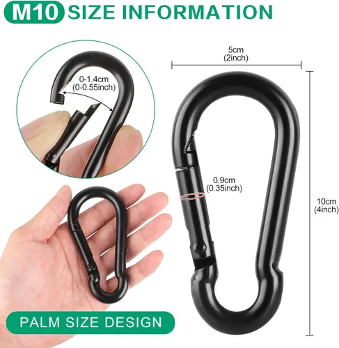 Miniatura 2 de Mosquetones de resorte con mosquetón, conector de cuerda resistente, clips de mosquetón pequeños de enlace rápido para interiores y exteriores