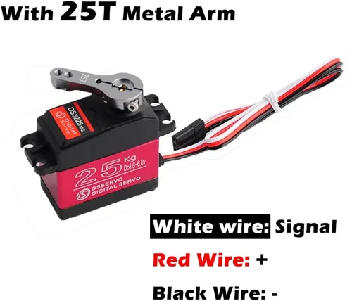 Miniatura 3 de 2 unids DS3218 44.1 lbs servo 270 grados de alto par impermeable servo engranaje de metal completo con servo bocina 25T 4.8-6.8V para 1/8, 1/10