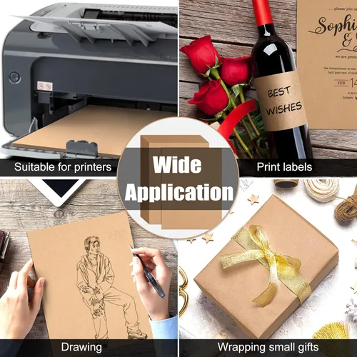 Miniatura 4 de FEPITO 60 hojas de papel kraft de 8.5 x 11 pulgadas, papel marrón, tamaño carta, hojas de papel para manualidades de impresión de etiquetas