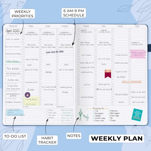 Miniatura 3 de GoGirl Planner PRO Schedule - Agenda sin fecha con ranuras horarias, organizador mensual, semanal y diario, libro de citas para gestión del tiempo