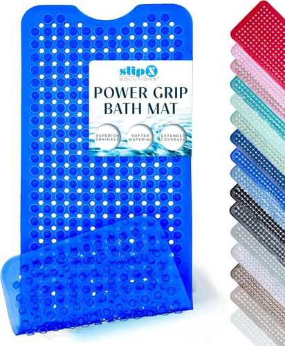 Miniatura 12 de SlipX Solutions - Tapete extralargo y de fuerte agarre para tina y ducha, para adultos mayores y niños, 39x16 pulgadas, antideslizante, agujeros