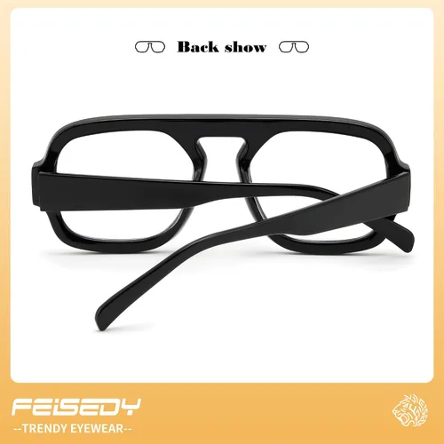 Miniatura 5 de FEISEDY - Gafas de moda con filtro de luz azul para mujeres y hombres, armazón vintage cuadrado con estilo, elegantes lentes falsos B0285